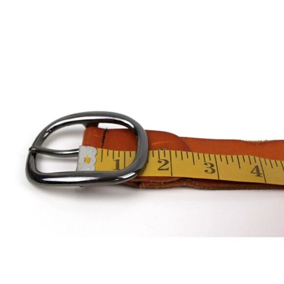 TAN BROWN GENUINE LEATHER 1 3/8"Wd STUDDED CASUAL DRESS WOMEN'S BELT Sz M (E32 - Picture 9 of 12